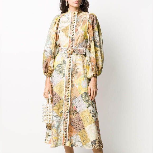 NWT Zimmermann Brightside Batik Patchwork A Line Midi Dress AU0
